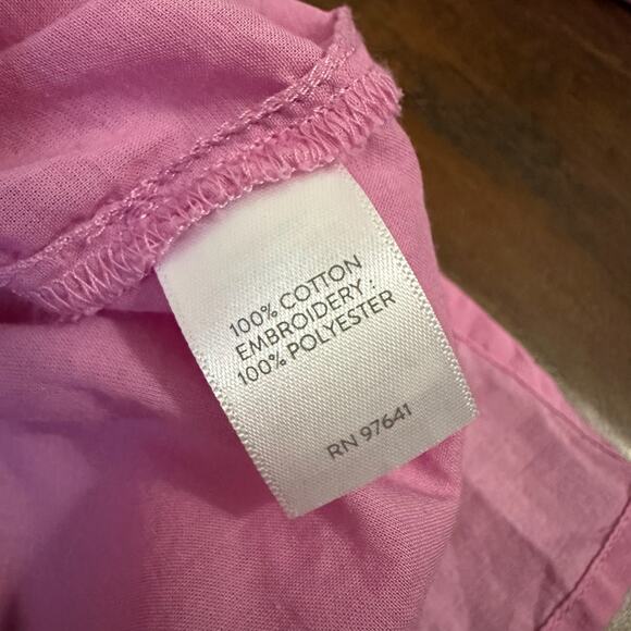 J. JILL Tunic Shirt Camellia Pink Embroidered Cotton Button Up LS Boho - Picture 10 of 12